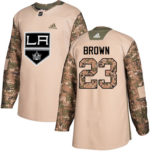 Adidas Kings #23 Dustin Brown Camo Authentic Veterans Day Stitched Youth NHL Jersey